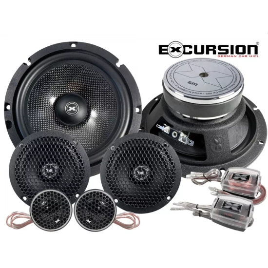 Excursion PX-6.3C  3-drożny zestaw głośnikowy SQ: 2 tweetery 26mm, 2 midrange 80mm, 2 woofery 165mm, 4 zwrotnice - 2ohm, 120/300W, 88dB, 100-30000Hz,